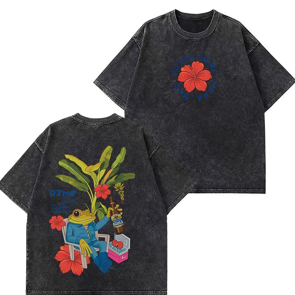 T-shirts décontractés en coton pour hommes et femmes, style vintage délavé, merch DTMF, collection D