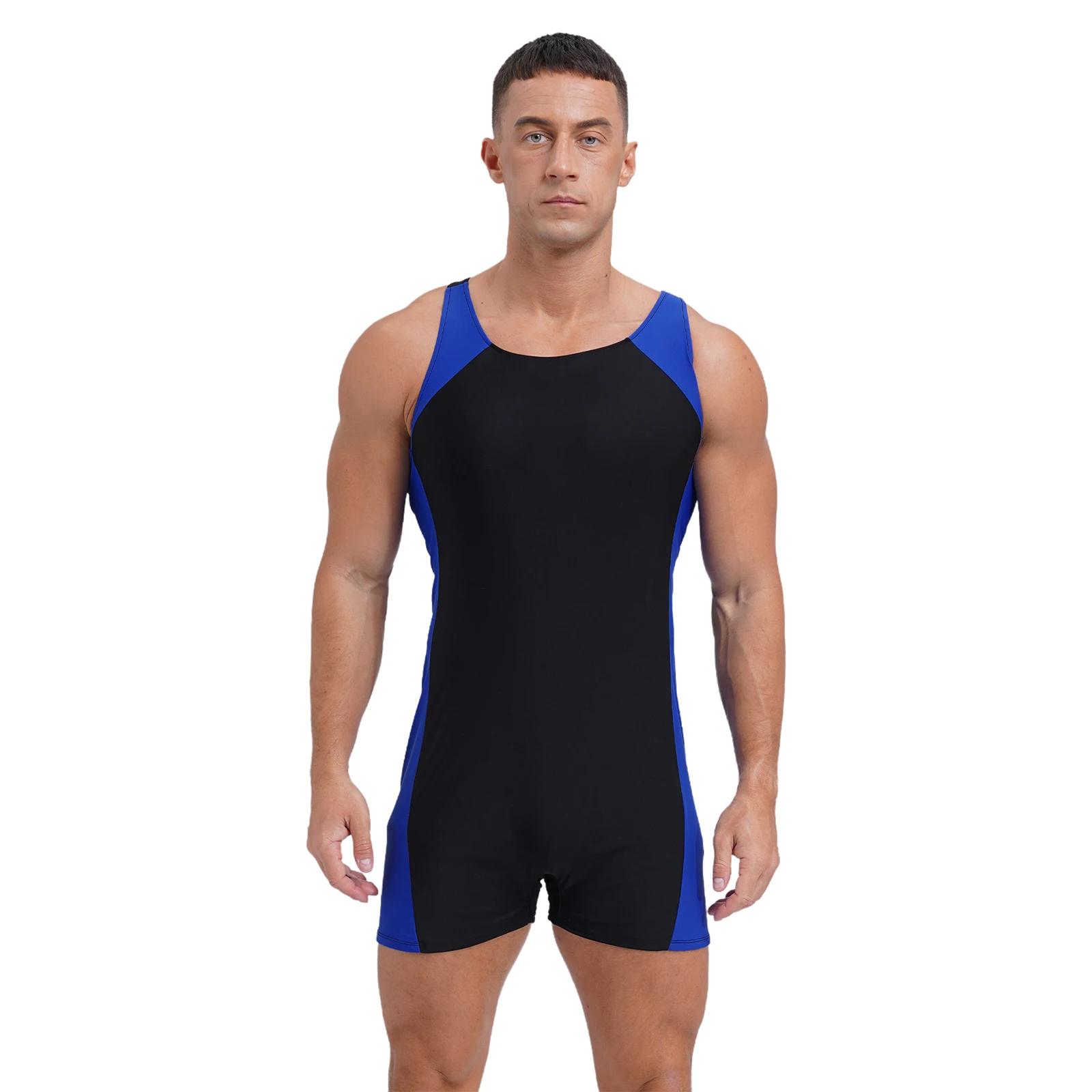Maillot de bain une pièce pour hommes, bretelles en fibres, protection contre les éruptions cutanées