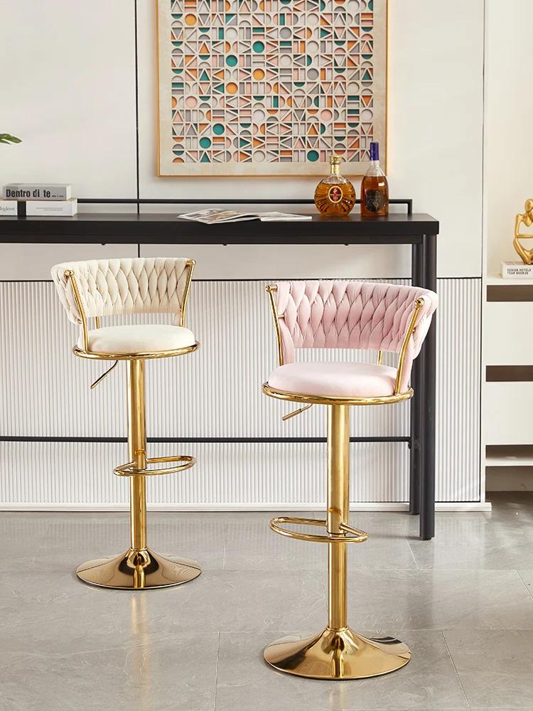 Chaise de bar pivotante et réglable en hauteur, tabouret haut, mobilier nordique, dossier, tabouret