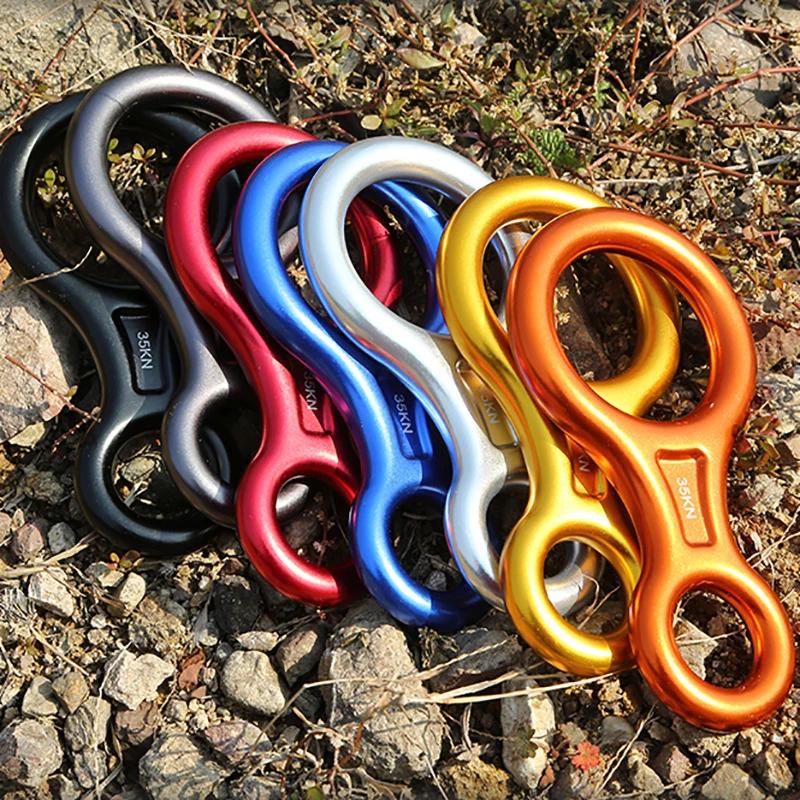 Mousqueton d'escalade 35KN, figurine 8, corde de rappel, descente, figurine en aluminium, dispositif