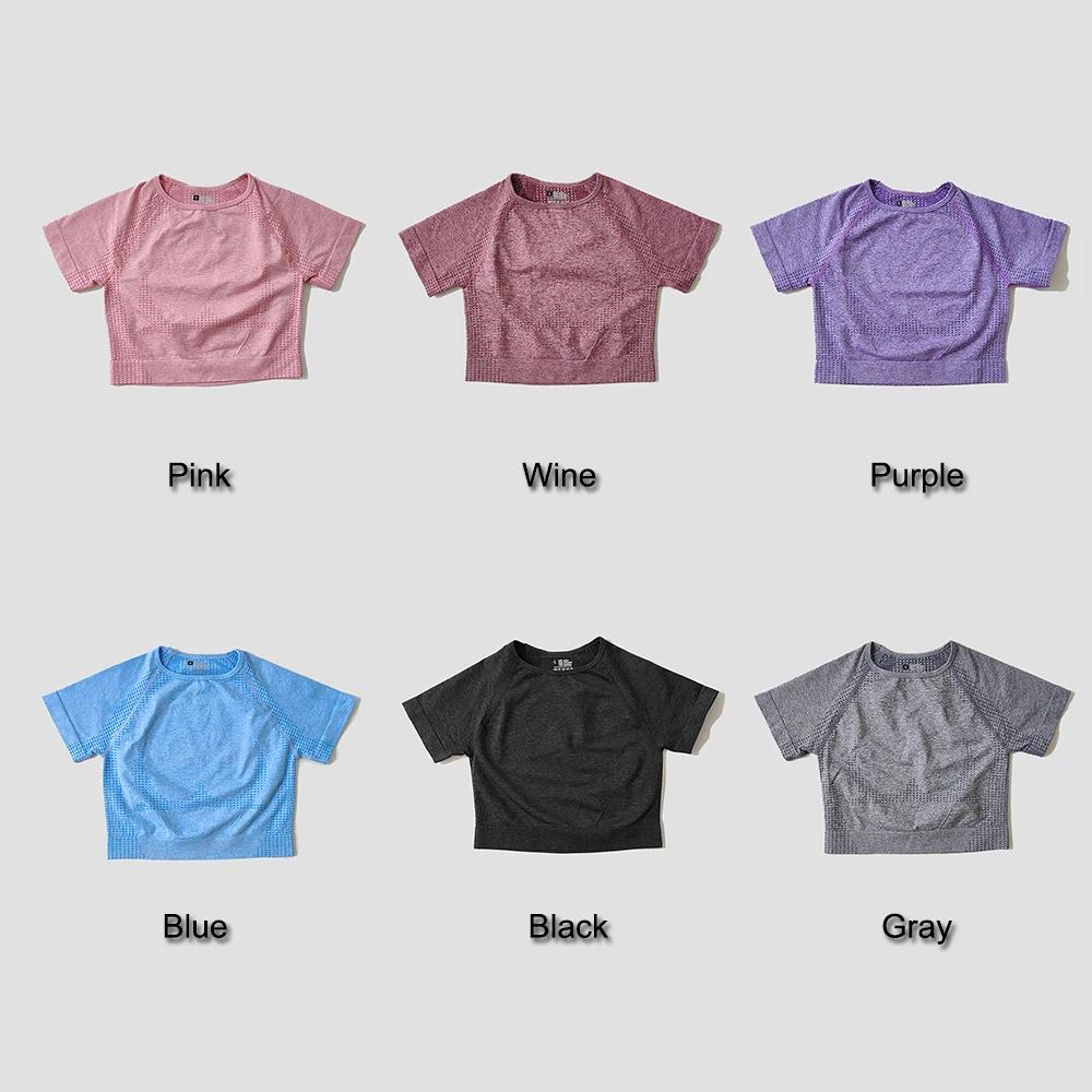 Haut yoga sans couture femme - Chemise courte manches courtes pour gymnastique et running