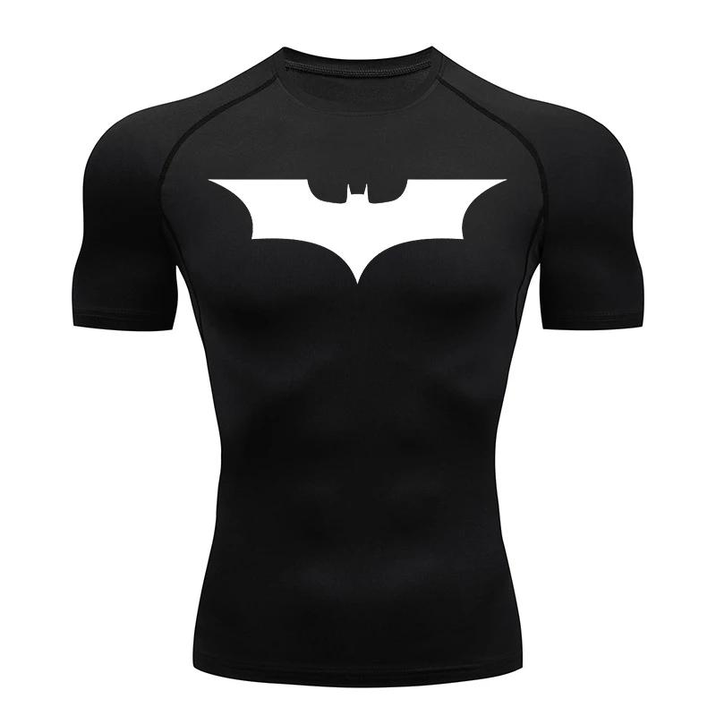Chemises de compression imprimées chauve-souris pour hommes été manches courtes protection éruptions cutanées