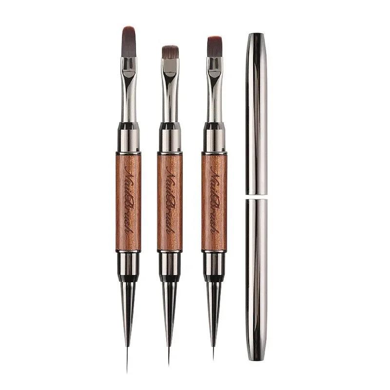 Nouveau Pinceau à ongles double embout 1 pièce, Pinceau de manucure fin pour gel de construction, dé