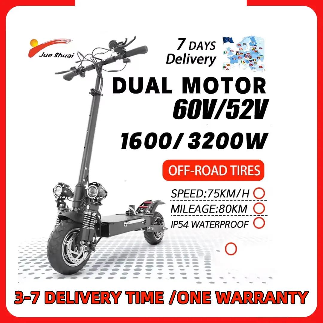 Trottinette Électrique Rika Pliable et Étanche de 75 KM/H, 60V, 48V, 1300-3200W, 10 Pouces, Entrepôt