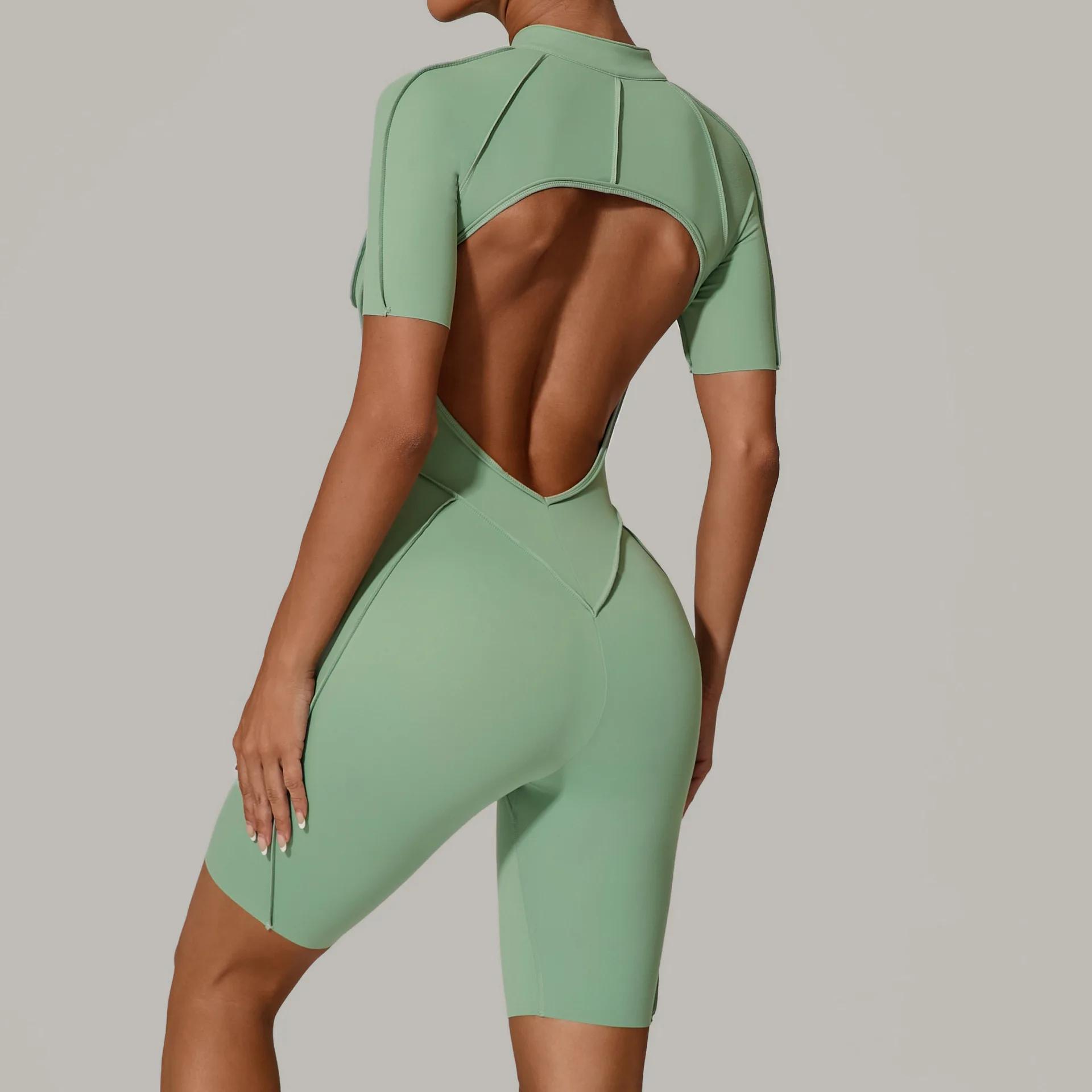 Combinaisons de Yoga sans couture, sport, Fitness, levage des hanches, dos nu, slim, fermeture éclai