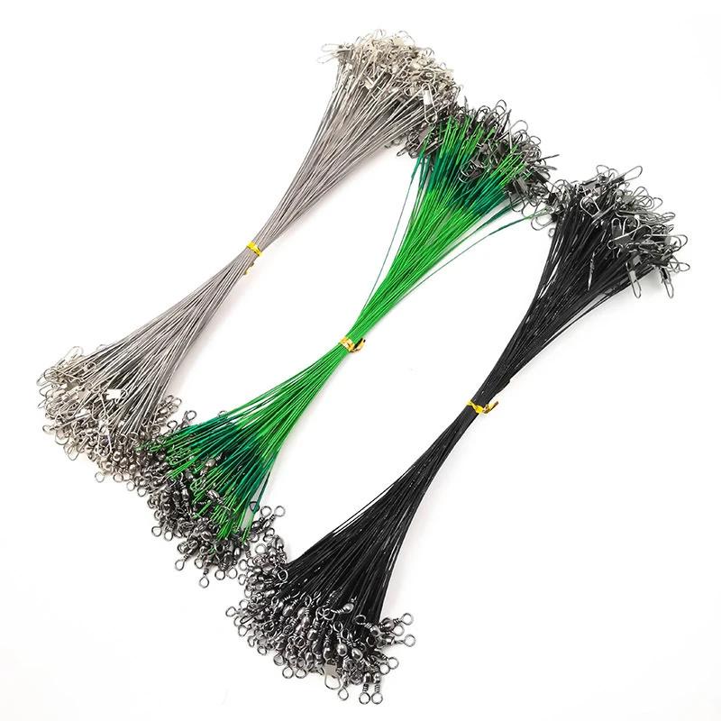 100/50/30/10 pièces Anti-morsure ligne de pêche en acier fil d'acier Leader avec accessoire de pêche