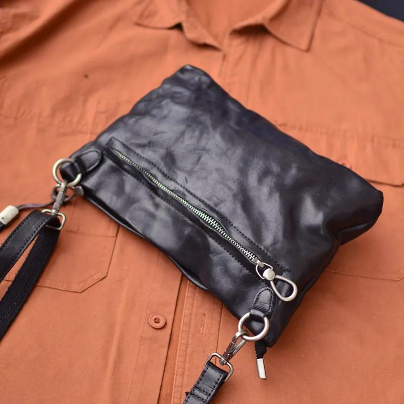 Gland TOO-Sac à main en cuir plissé artisanal, sac à bandoulière rétro décontracté multifonctionnel,
