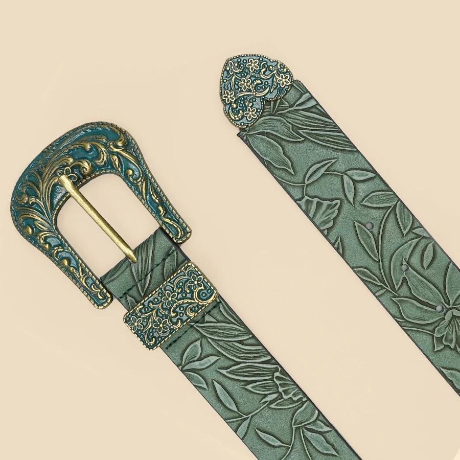 Ceinture sculptée avec impression de cuir chevelu pour femme, ceinture décontractée, polyvalent pour
