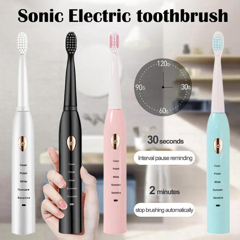 Brosse à dents électrique, Mode 5 vitesses, chargement USB, 4 couleurs, étanche IPX7, ultrasonique,