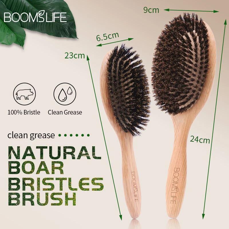 BOOMSLIFE brosse à cheveux en poils de sanglier femmes peignes pour cheveux brosse à cheveux en bois