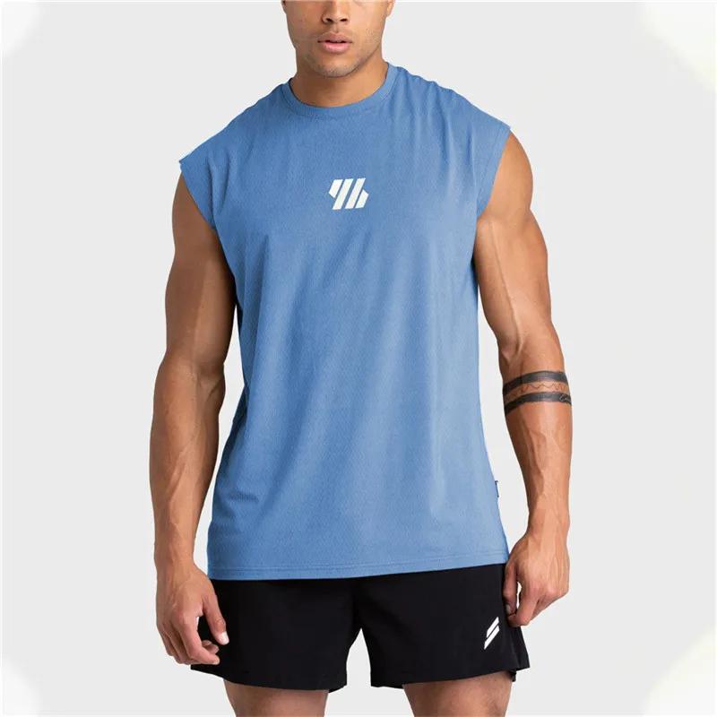 Gilet sport homme sans manches 2025 - Débardeur fitness large épaules séchage rapide maille