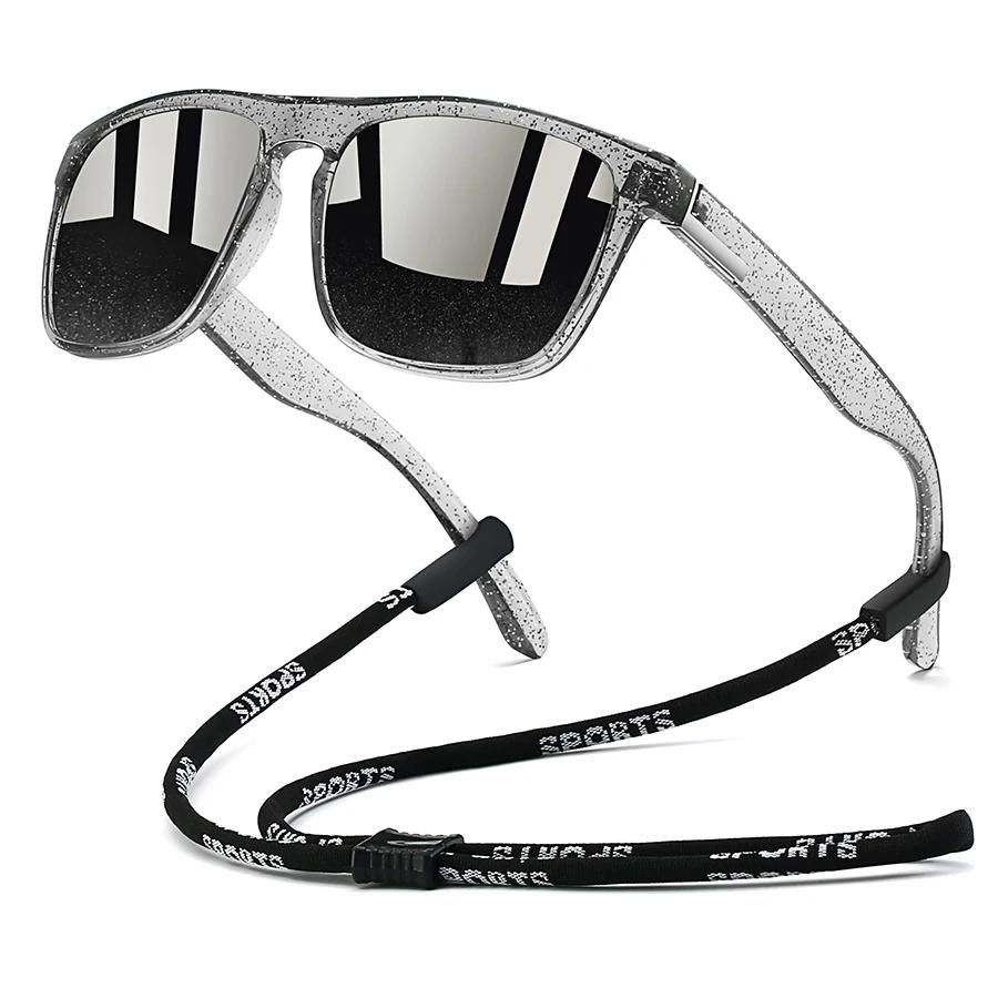 Lunettes de soleil avec chaîne pour hommes et femmes, carrées classiques, pour la conduite, la pêche