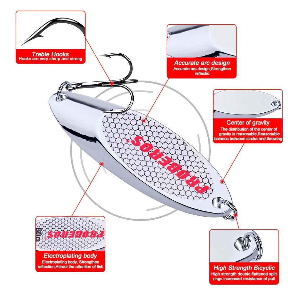 FLYSAND appât dur cuillère en argent leurre de gabarits crochet triple en métal lame de moulage Spin