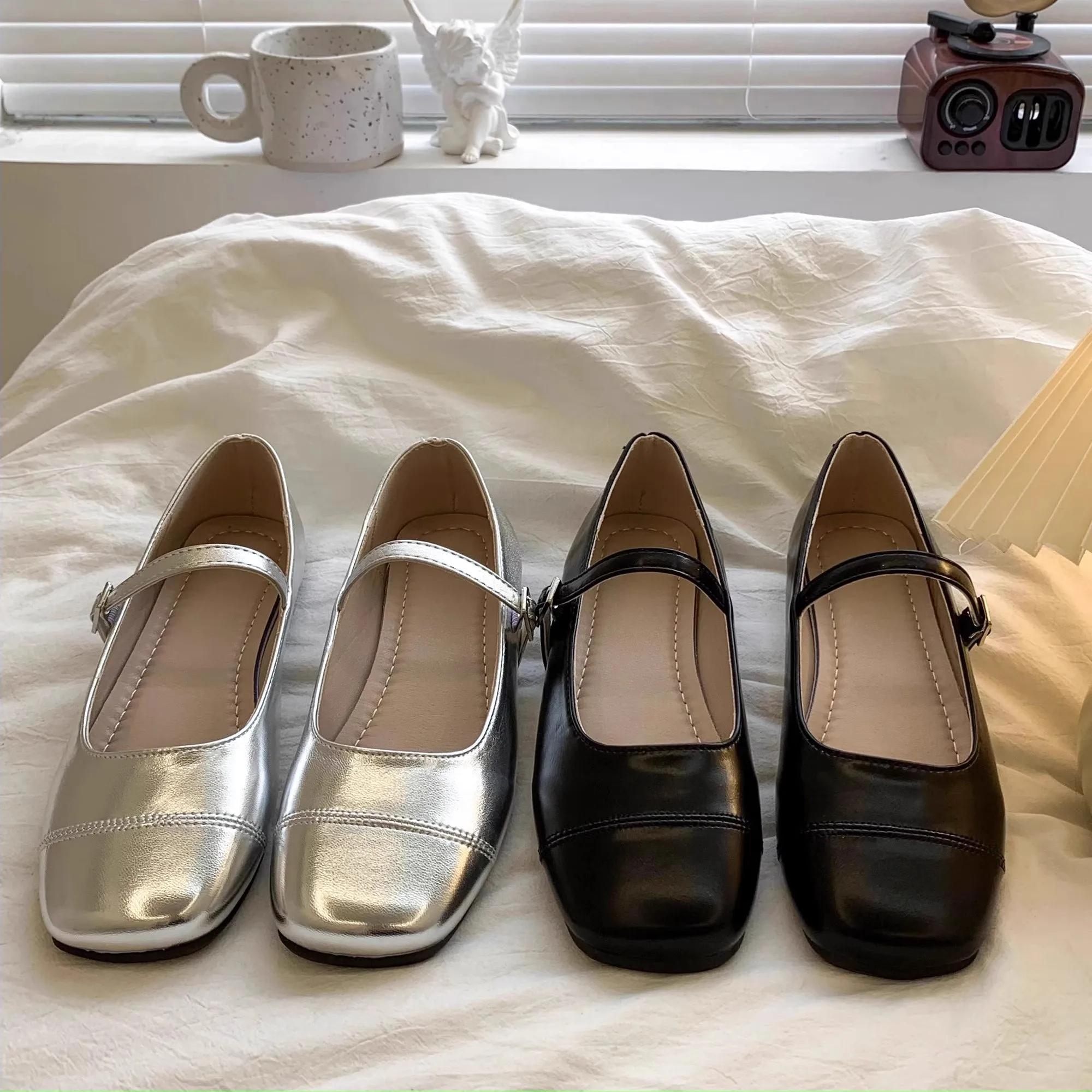 Chaussures en cuir pour filles, souples, Mary Janes, bout carré, confortables, antidérapantes, mode