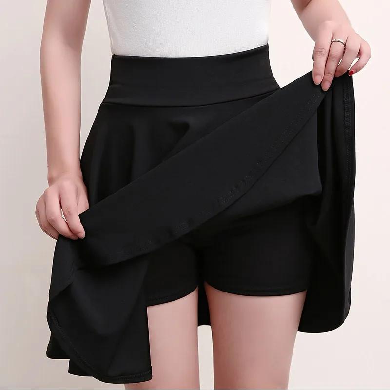 Mini jupe évasée pour femme, jupe courte basique, mode polyvalente, noire, décontractée, patineuse,