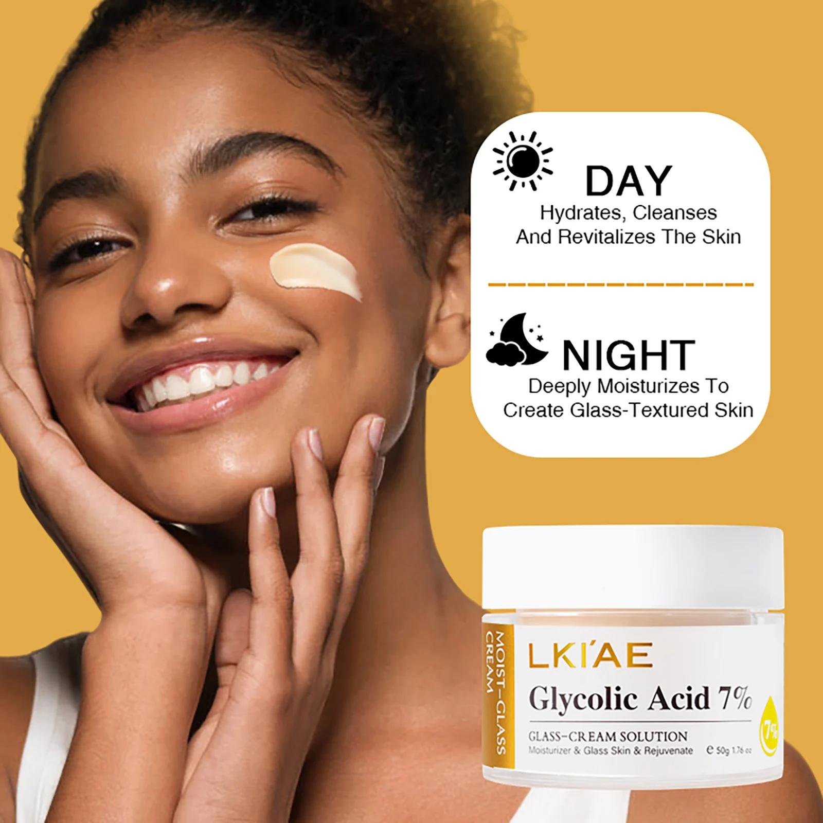 LKIAE Ensemble de soins pour la peau éclaircissant à l'acide glycolique, réduit les taches foncées,