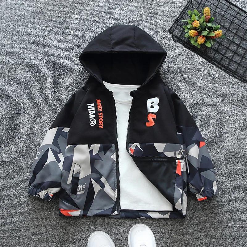 Veste à Capuche avec Fermeture Éclair pour Garçon, Coupe-Vent Fin, Manteau Décontracté, Imprimé Joli