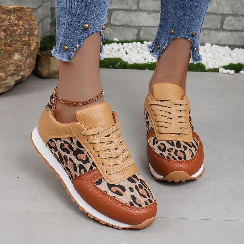Baskets de Jogging pour femmes, baskets de marche décontractées d'été, tendance, imprimé léopard, co