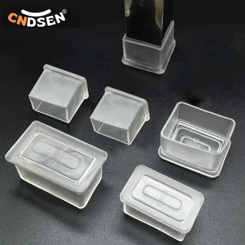 Capuchons de pieds de meubles carrés transparents, protecteurs de sol en bois contre les rayures, no