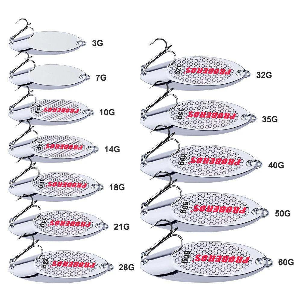 FLYSAND appât dur cuillère en argent leurre de gabarits crochet triple en métal lame de moulage Spin