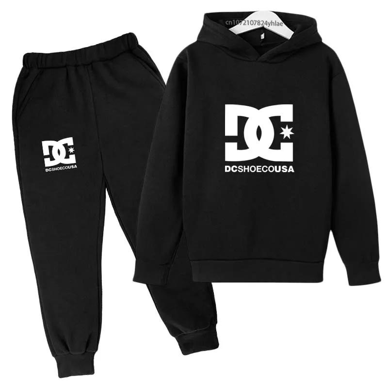 Enfants printemps automne décontracté Simple imprimé 2 pièces sweat à capuche + pantalon survêtement