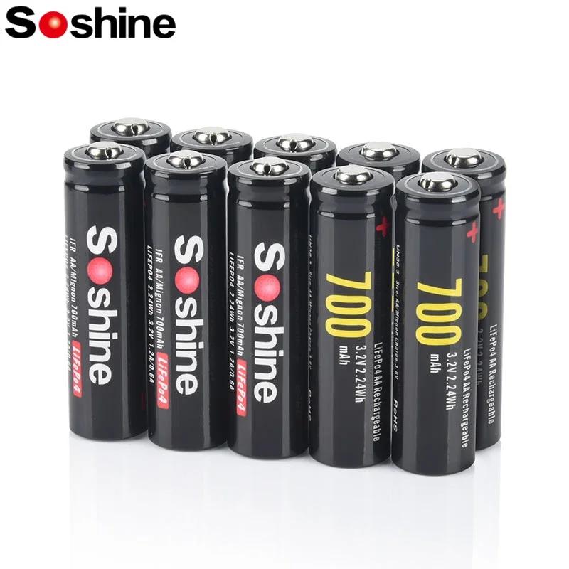 Soshine AA 14500 LiFePO4 batterie 3.2V 700mAh batterie Rechargeable 1000 Cycles temps pour souris sa