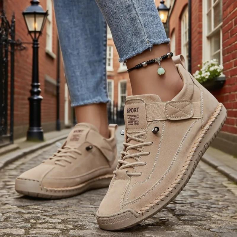 Mocassins en cuir faits à la main pour femmes, bottes de moto décontractées, confortables, à semelle
