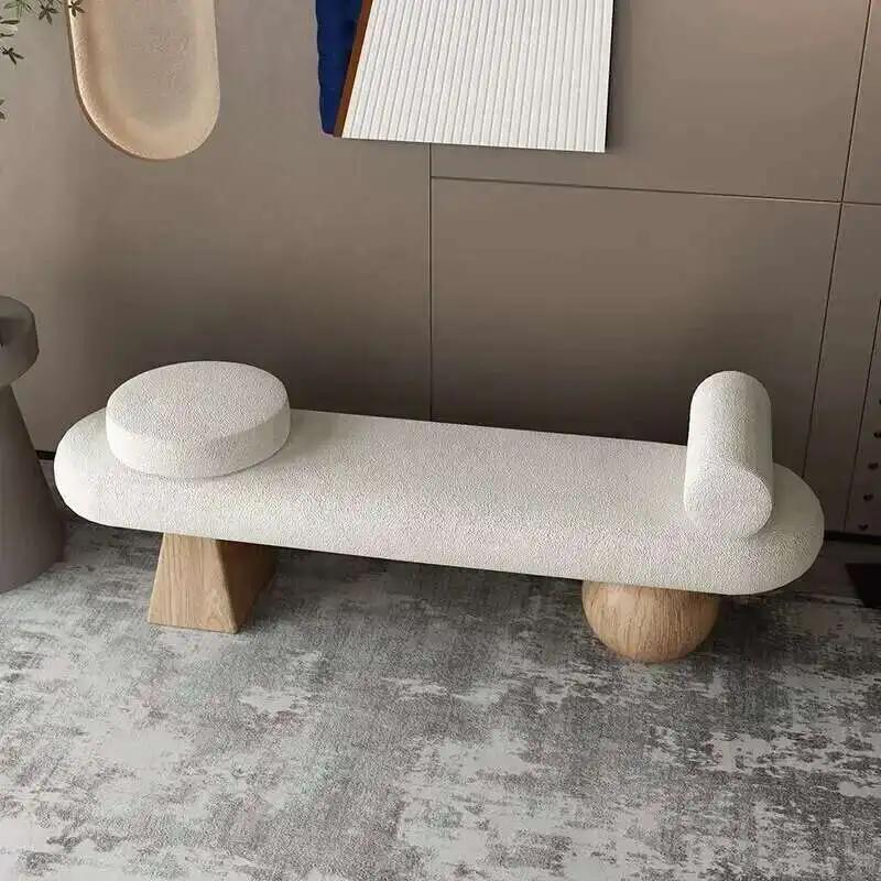 Tabouret à chaussures nordique en bois massif, créatif, en laine, pour porte de canapé, sens senior,