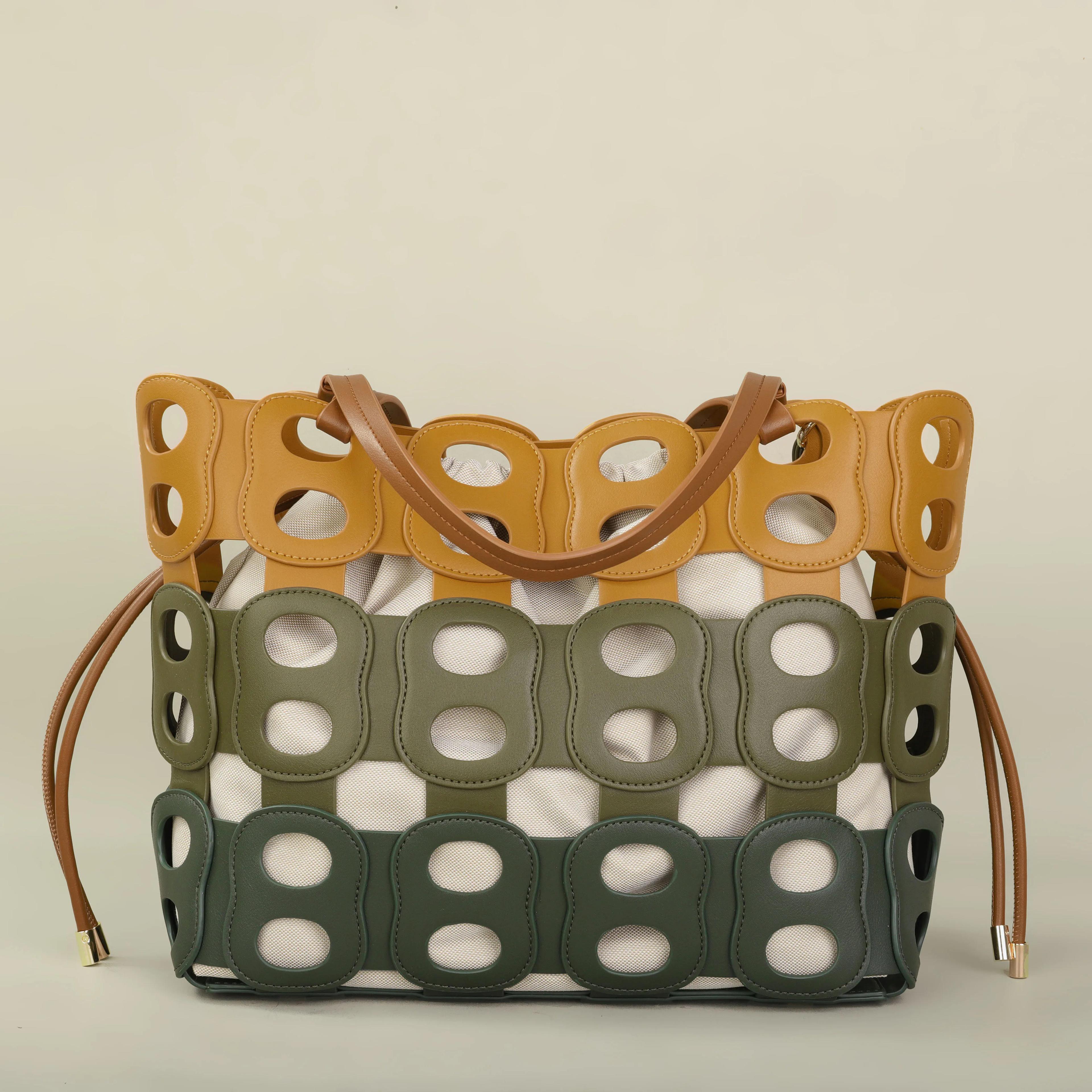 Sac bandoulière PG pour femme – Nouvelle collection de luxe, design épuré, motif ajouré, grande capa