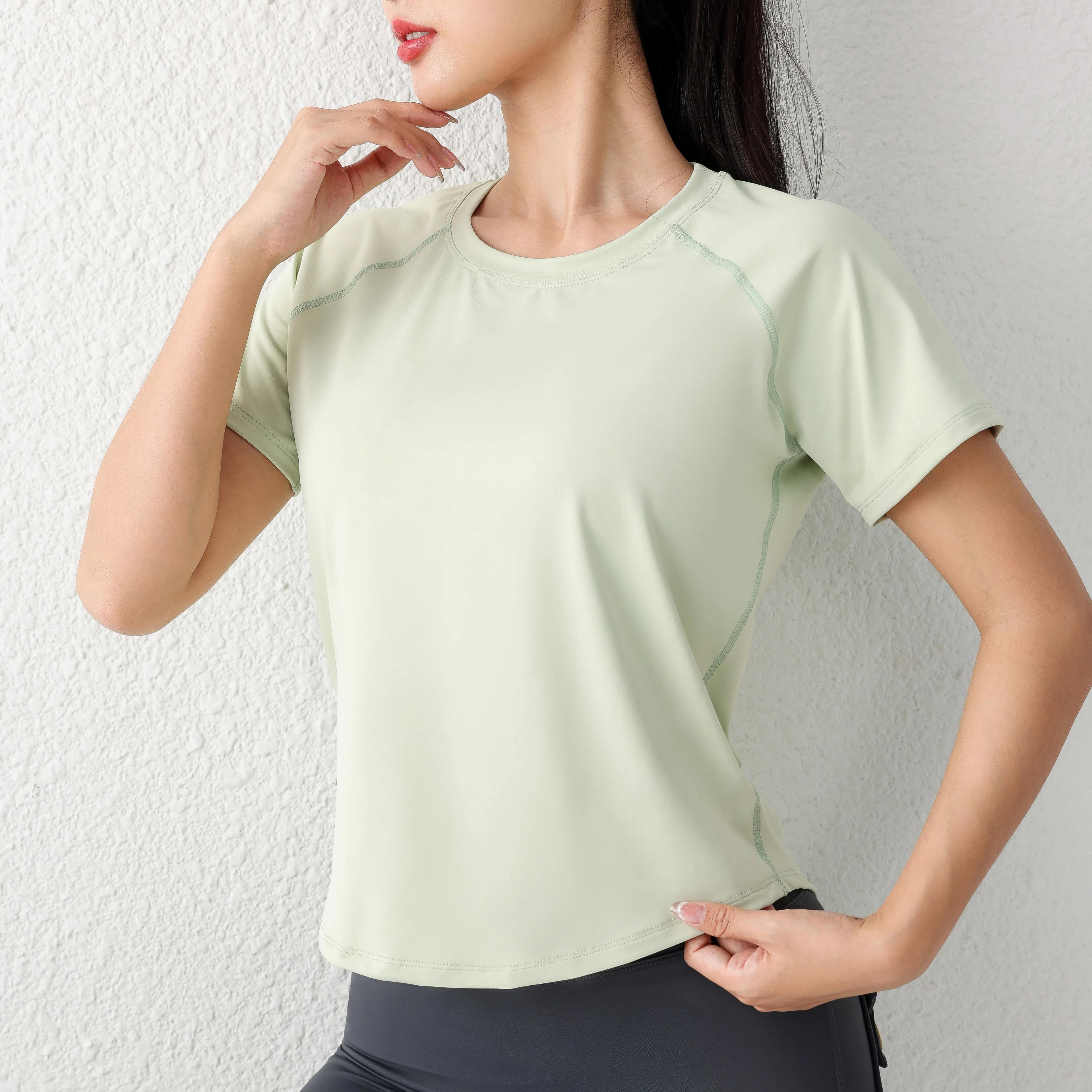 T-shirt sport femme manches courtes ample séchage rapide maille yoga fitness été