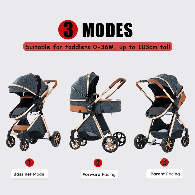 Siège auto pour bébé, poussette 3-en-1, système de voyage, poussette pliable légère avec harnais de