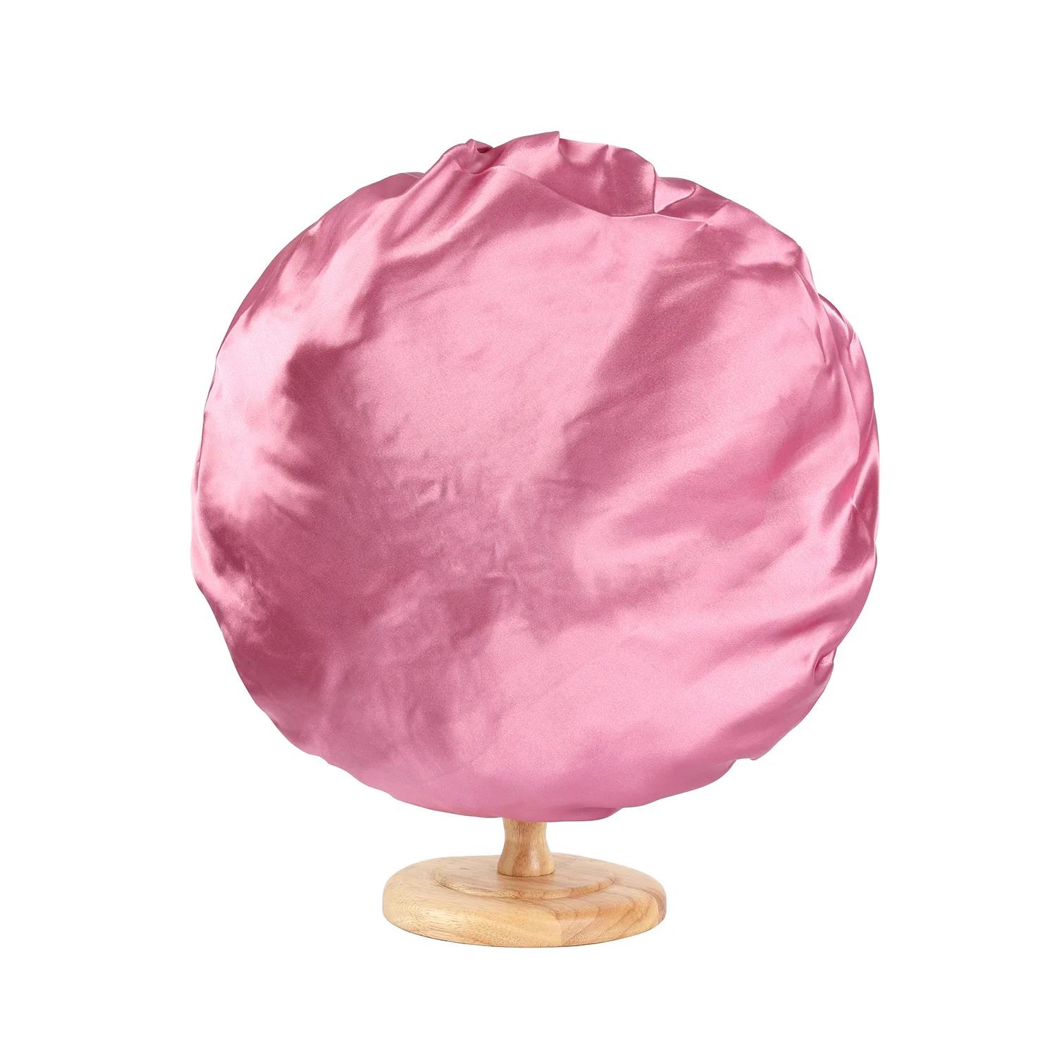 Grand Bonnet en Satin pour femmes, Bonnet de nuit soyeux avec bandeau à nouer extensible, bonnet de
