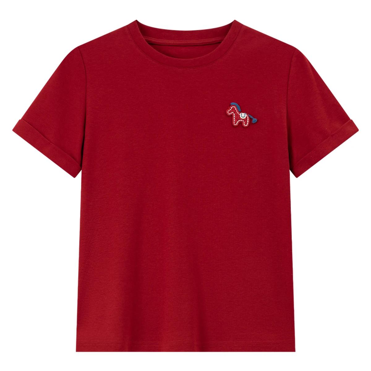 T-shirt décontracté polyvalent rouge pour femme VIMLY, nouvelle collection été 2026, mode bureau, br