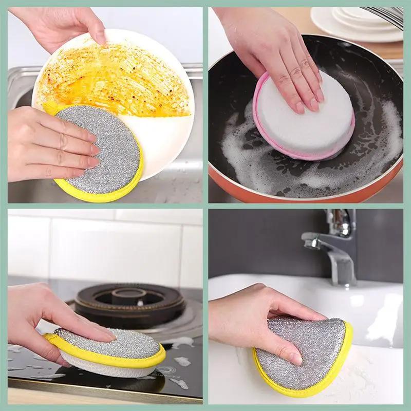 Éponge à vaisselle Double face, brosse de lavage de la vaisselle, casserole, Pot, éponges de lavage