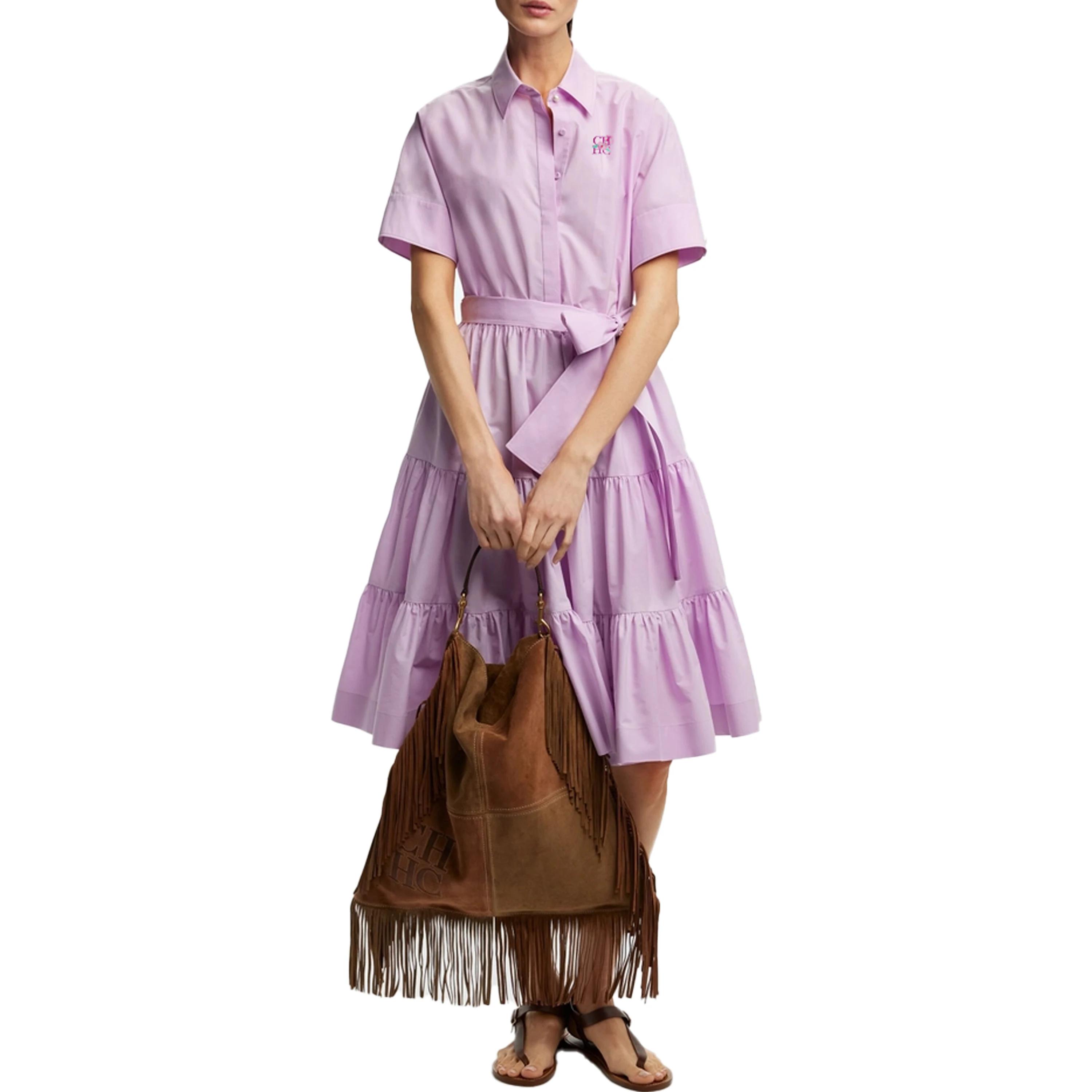 CHCH 2025 femmes robe été bureau dame élégante à manches longues couleur unie chemise robe d'été déc