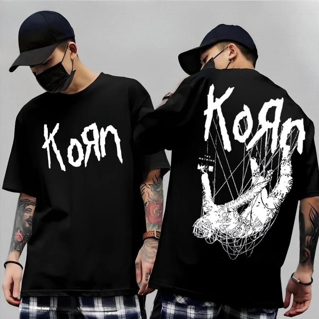 Korn Follow The Leader T-shirt en coton imprimé double face Metal Band Tee pour hommes et femmes, t-