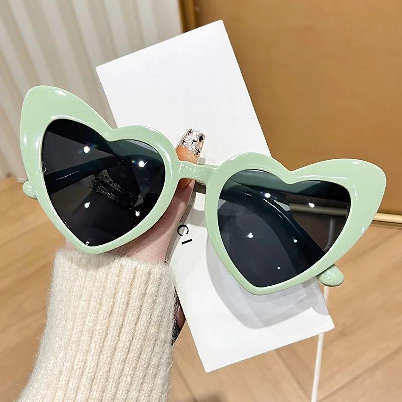 Lunettes de soleil Vintage rétro Instagram en forme de cœur, transparentes, roses, brillantes, pour