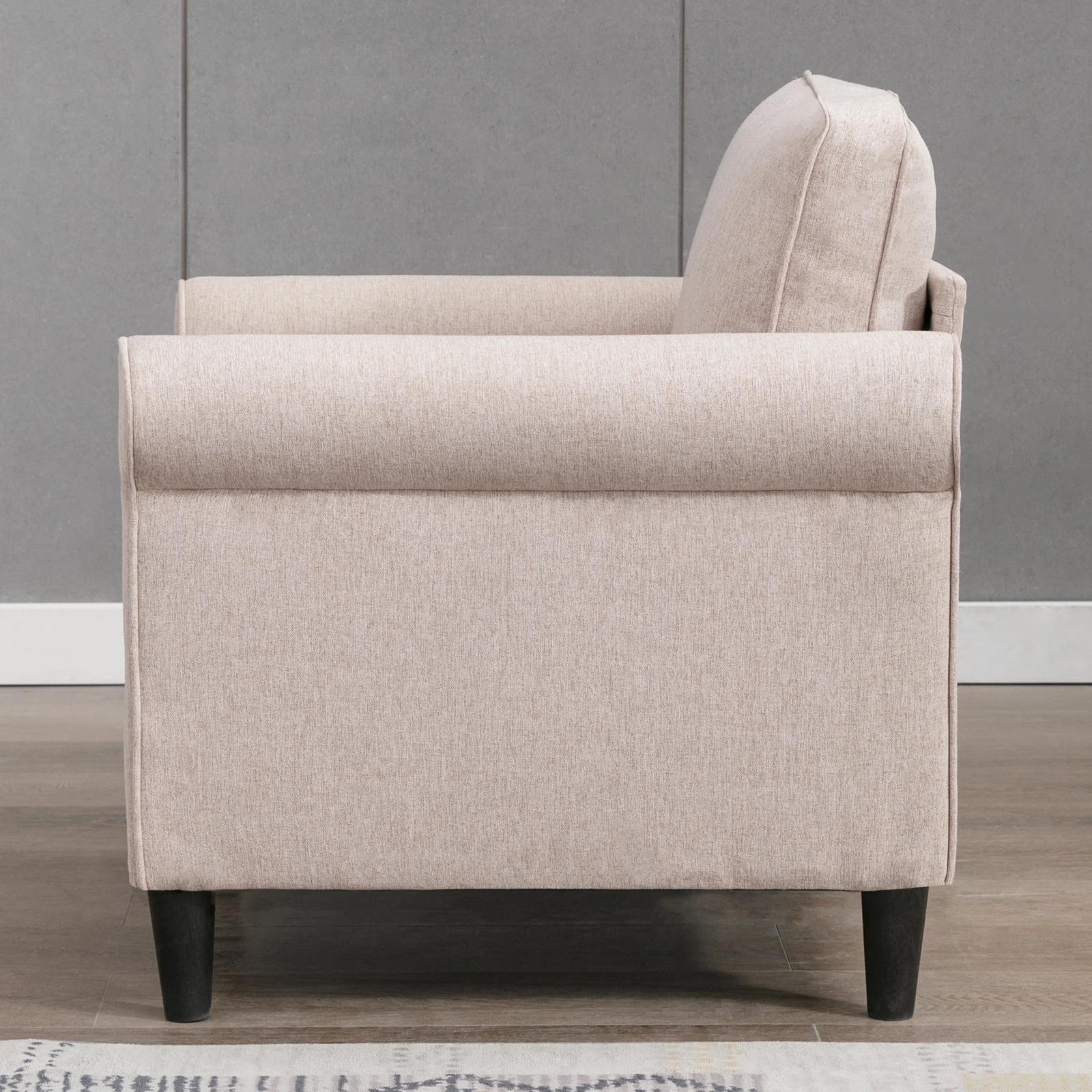 HORGgland O-Canapé simple moderne en micro-tissu avec cadre en bois, petit fauteuil à pied solutions