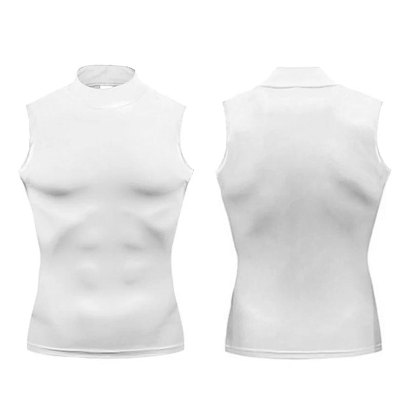 T-shirts sans manches pour hommes, col roulé, chemise de Compression élastique à séchage rapide, déb