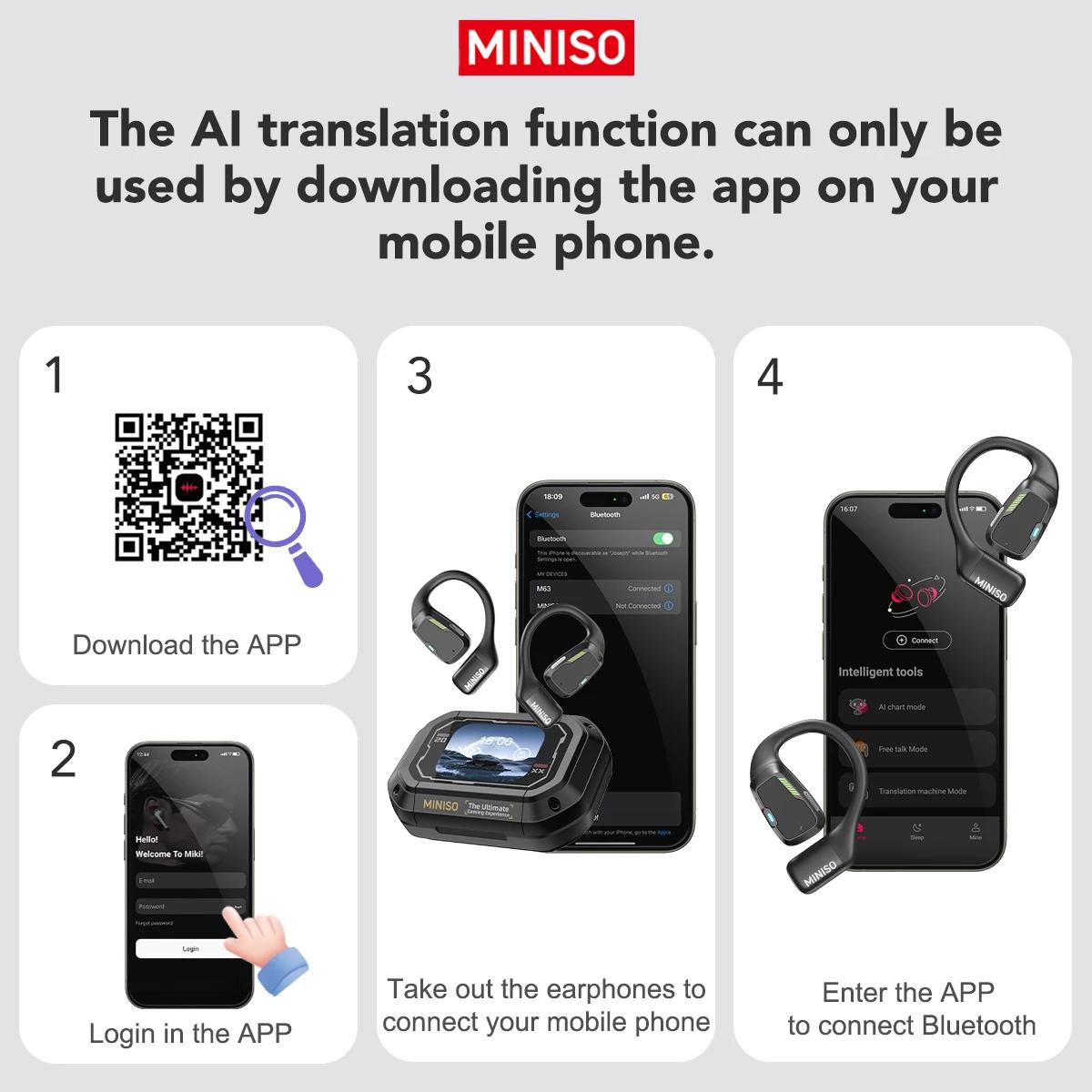 Traducteur écouteur MINISO M98 AI casque sans fil bureau Chat casque ASMR casque bricolage APP AI ca