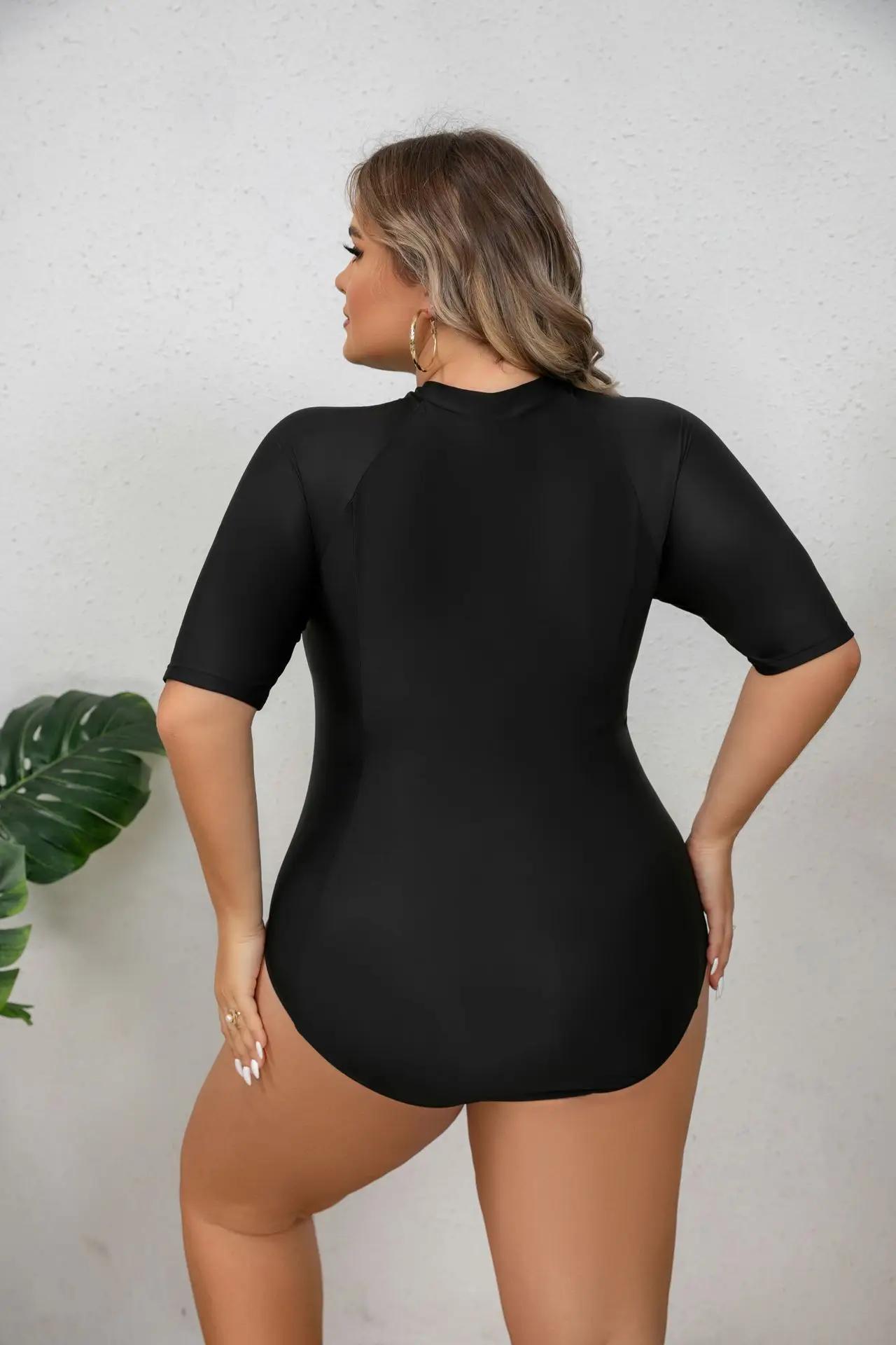 Maillot de bain de surf à manches courtes une pièce maillot de bain pour femmes grande taille Bikini