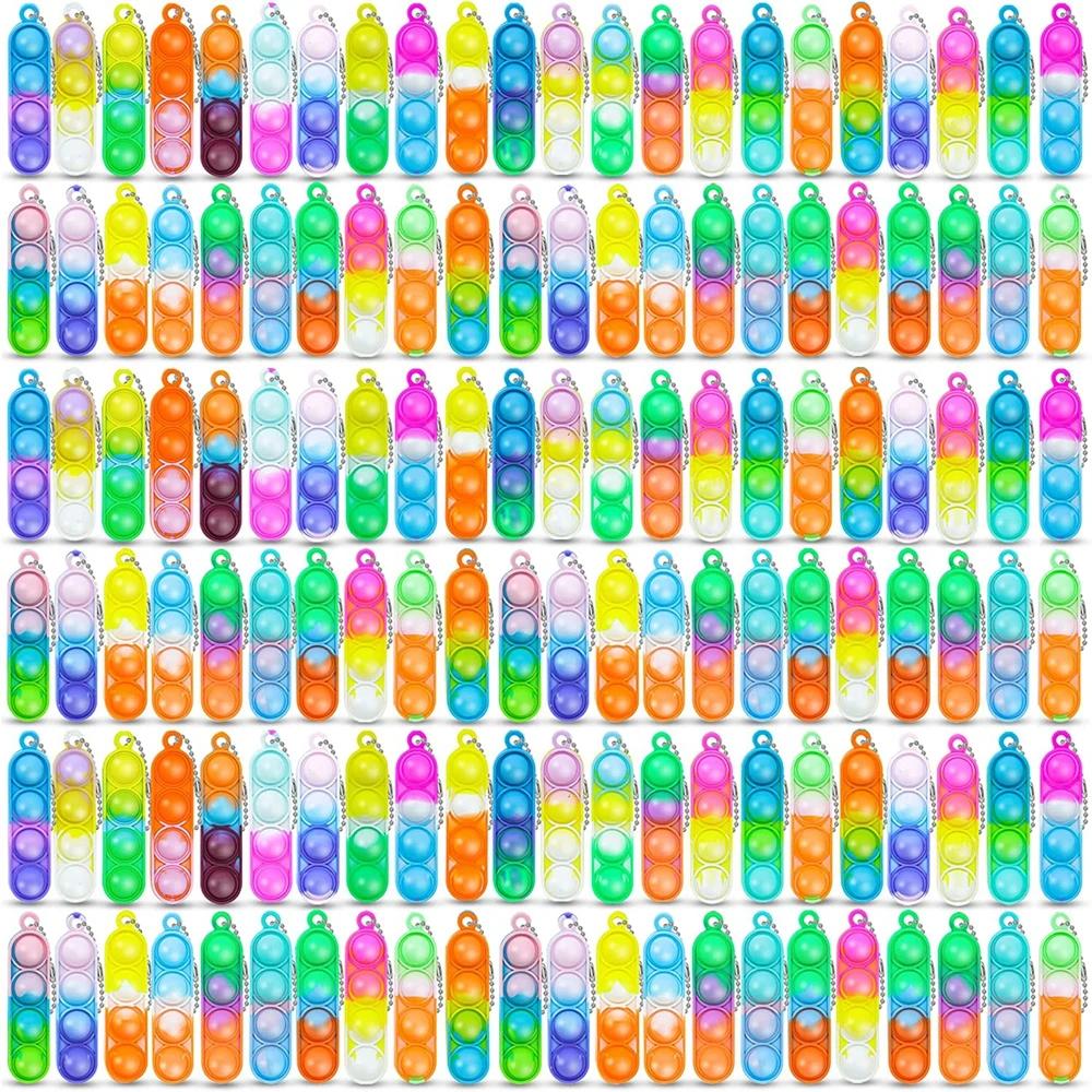 30 pièces Mini Pop porte-clés Fidget jouets Push Pop en vrac porte-clés faveurs de fête pour enfants