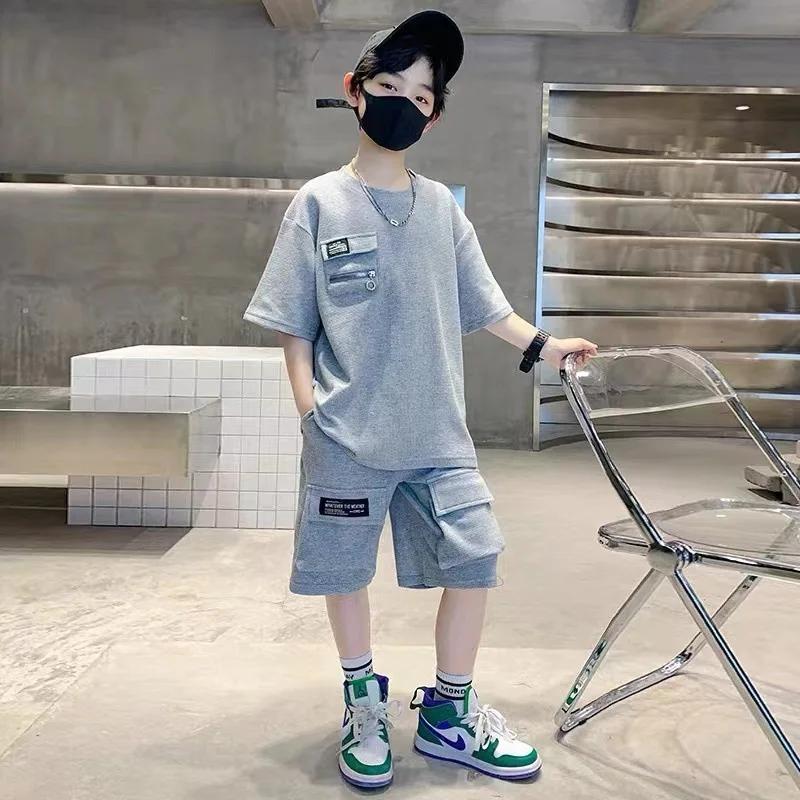Ensemble d'été pour garçons, combinaison de sport pour enfants, nouvelle tenue à la mode, haut à man