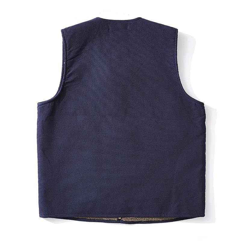 Gilet en laine épaissie doublé de sourire pour hommes et femmes, col en V, glaçure, extérieur, entra