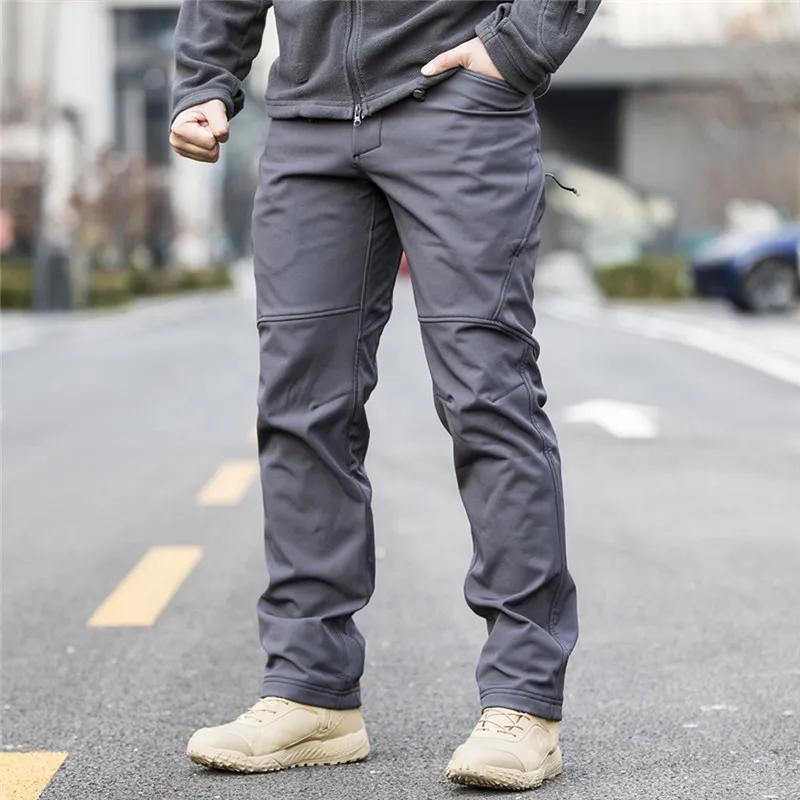 Pantalon tactique en polaire Softshell pour homme, coupe-vent, chaud, imperméable, pour randonnée en