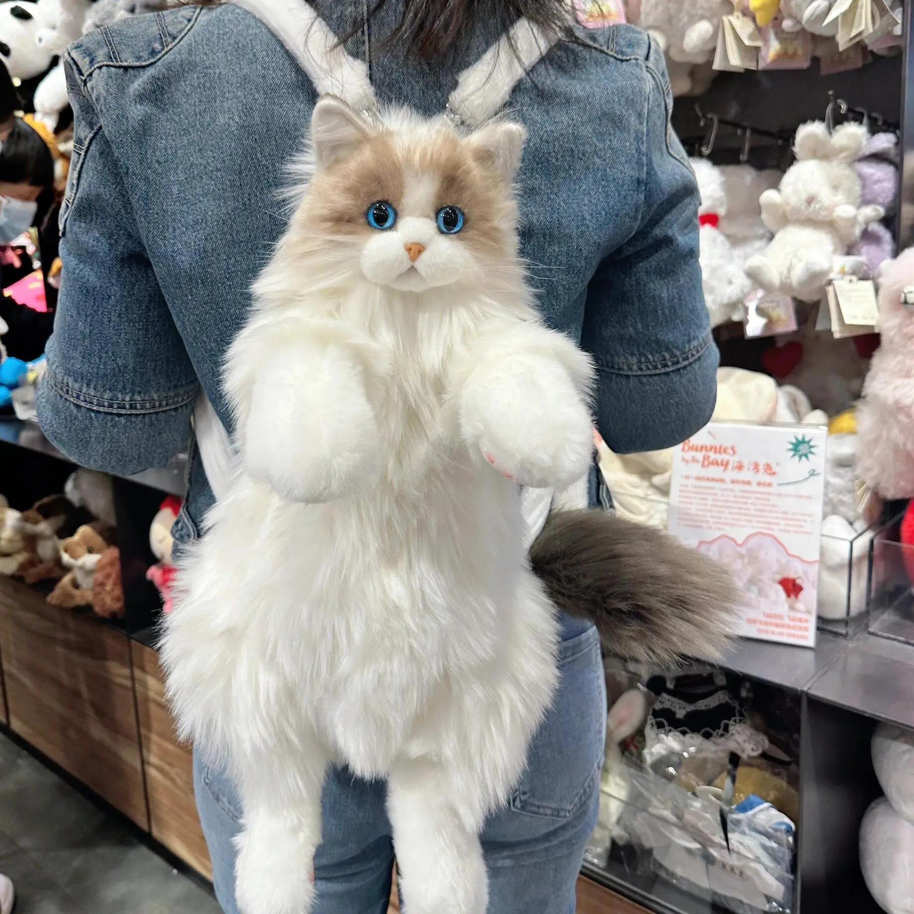 Sac à dos chat en peluche pour garçons filles enfants cartable mignon dessin animé sacs d'école mate