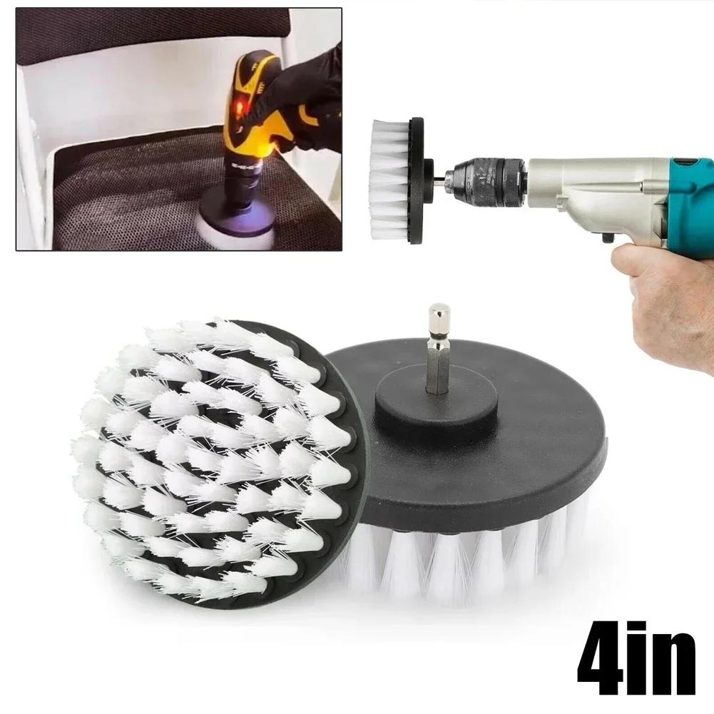 Tête de brosse de forage, 4 pouces, brosses souples, fixation pour tapis, cuir, rembourrage, nettoya