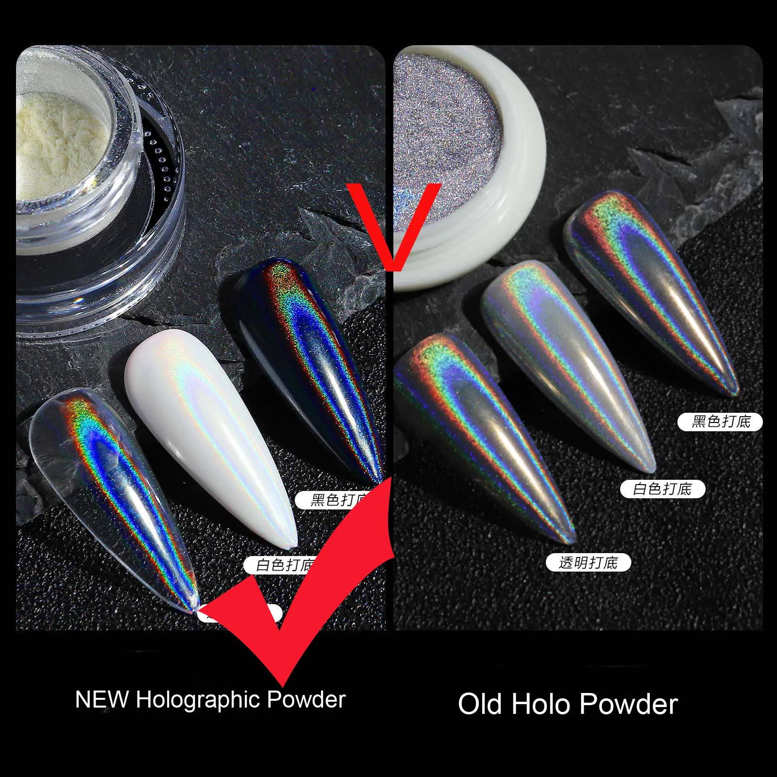 1 pot de poudre holographique universelle pour ongles, paillettes laser transparentes, effet aurore