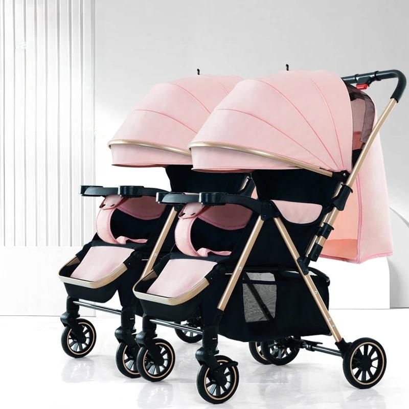 Poussette double détachable pour deuxième enfant, peut s'asseoir ou s'allonger, poussette pliable po