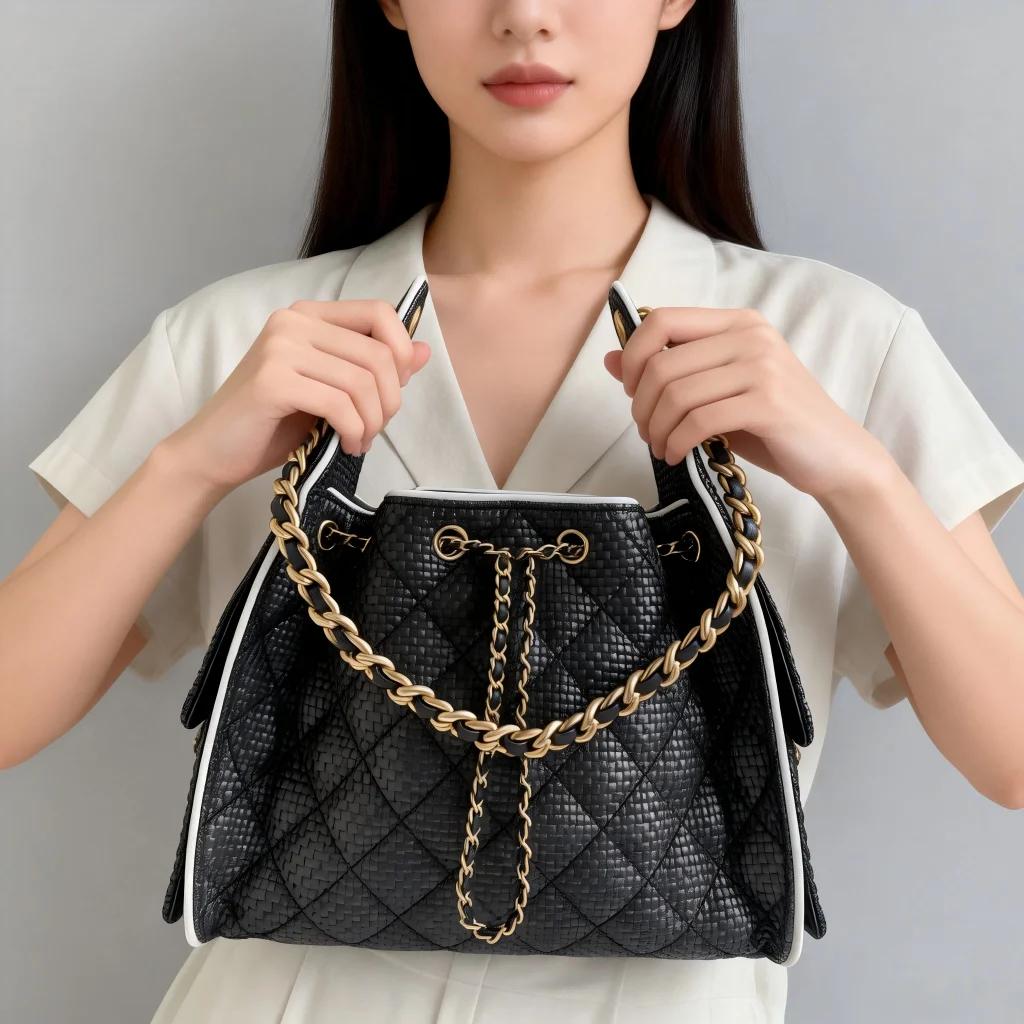 Sac à bandoulière de grande capacité de style bohème à motif diamant, style urbain, sac bandoulière